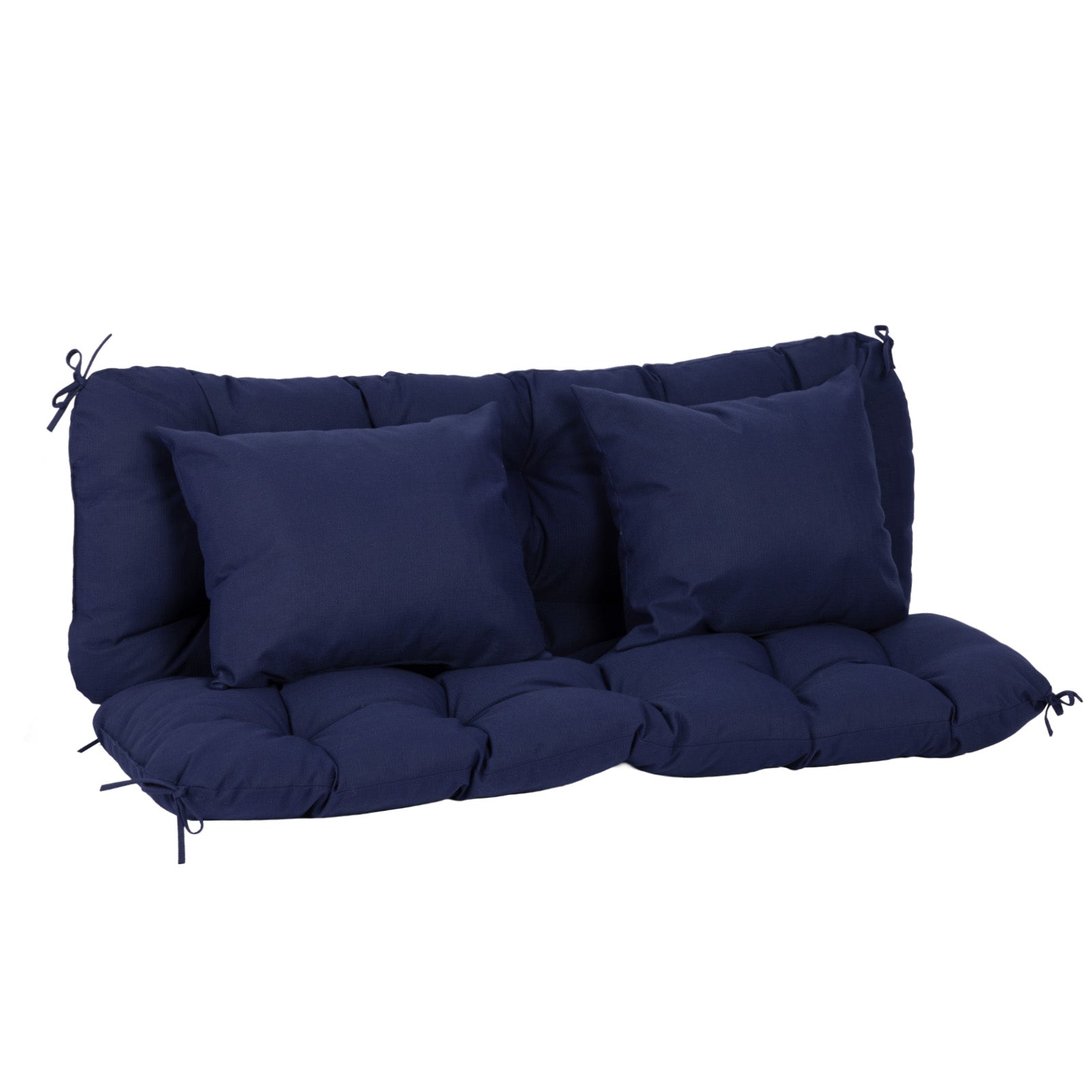 59" Tufted Porch Swing Cushions, Extra 5.1" Thick Outdoor Swing Bench Replacement Cushion with Backrest and 2 Pillows - Dark Blue - Aoodor